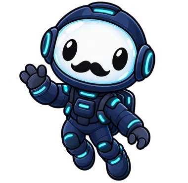 Pequeno astronauta da CR Software acenando, com traje azul-marinho